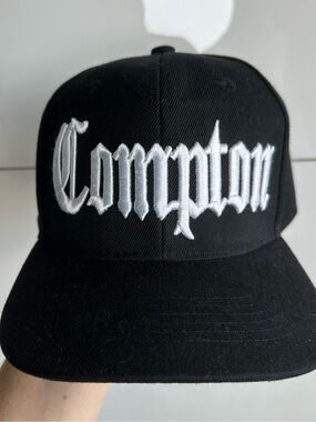 Compton Baseball Cap Hat Black White Adjustable One Size Fits Most